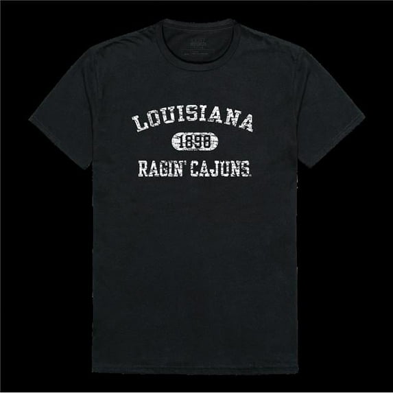 University of Louisiana at Lafayette Ragin Cajuns Distressed Arch College T-Shirt, Black - Extra Large
