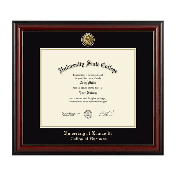 Framerly - Uofl Business Diploma Frame with Black and Gold Mat