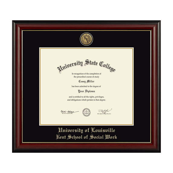 Framerly - Uofl Social Work Diploma Frame with Black and Gold Mat
