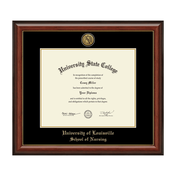 Framerly - Uofl Nursing Diploma Frame with Black and Gold Mat