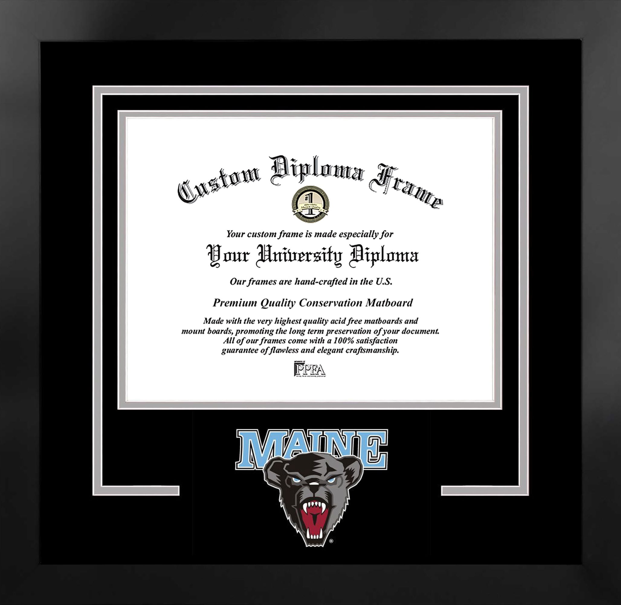 University of Maine 11w x 8.5h Spirit Diploma Manhattan Black Frame with Bonus Campus Images Lithograph (value savings $59)