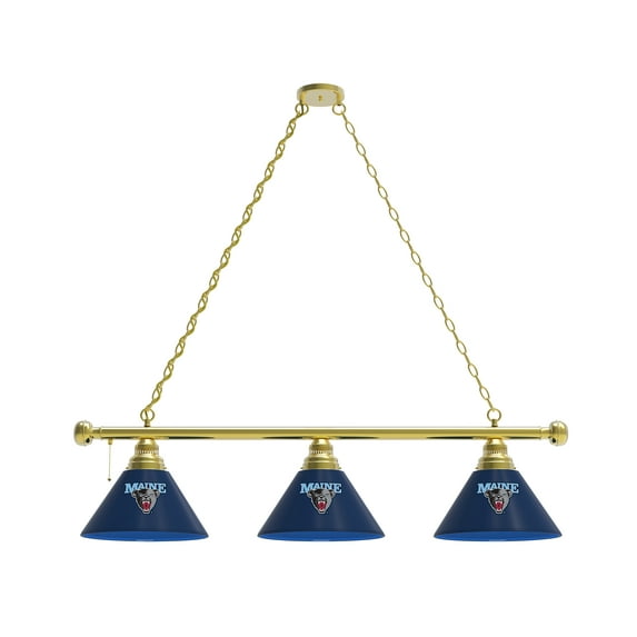 University of Maine 3 Shade Billiard Light with Brass Fixture