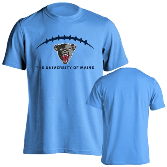 University of Maine Black Bears Football Laces Out Football Logo Short Sleeve T-Shirt