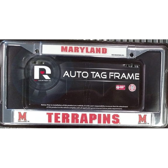 University of Marland Terrapins Premium Metal License Plate Frame Chrome Tag Cover, 12x6 Inch