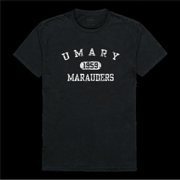 University of Mary Marauders Distressed Arch College T-Shirt, Black - Large