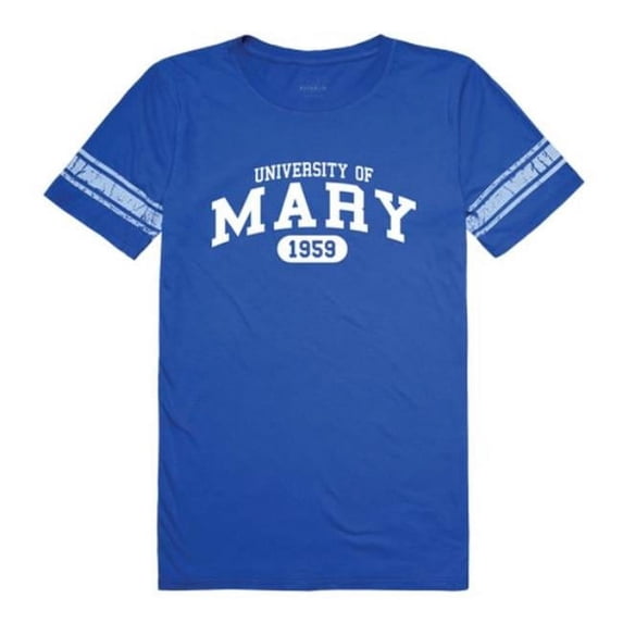 University of Mary Marauders Women Property Football T-Shirt, Royal - Extra Large