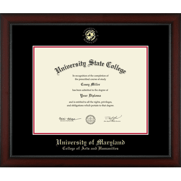 University of Maryland, College Park College of Arts and Humanities Diploma Frame, Document Size 17" x 13"