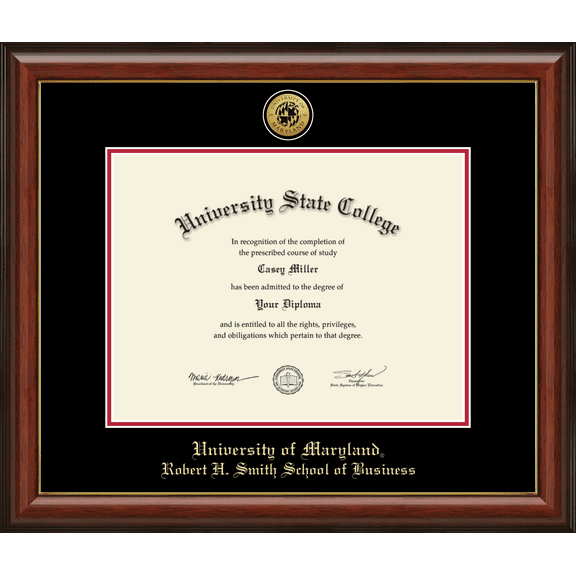 University of Maryland, College Park Robert H. Smith School of Business Diploma Frame, Document Size 17" x 13"