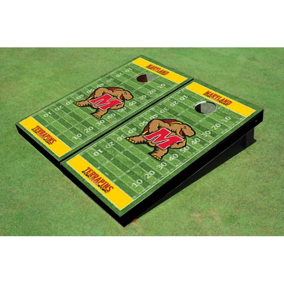 University of Maryland Yellow Matching Football Field Custom Cornhole Boards