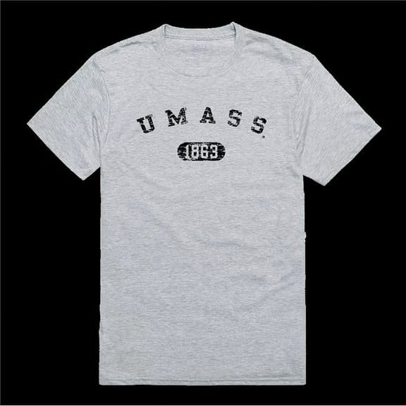 University of Massachusetts Amherst Distressed Arch College T-Shirt, Heather Grey - Medium