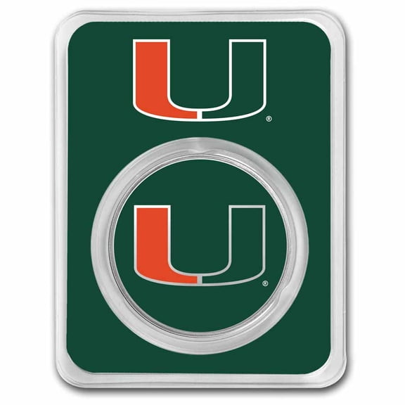 University of Miami 1 oz Silver Colorized Round (in TEP)