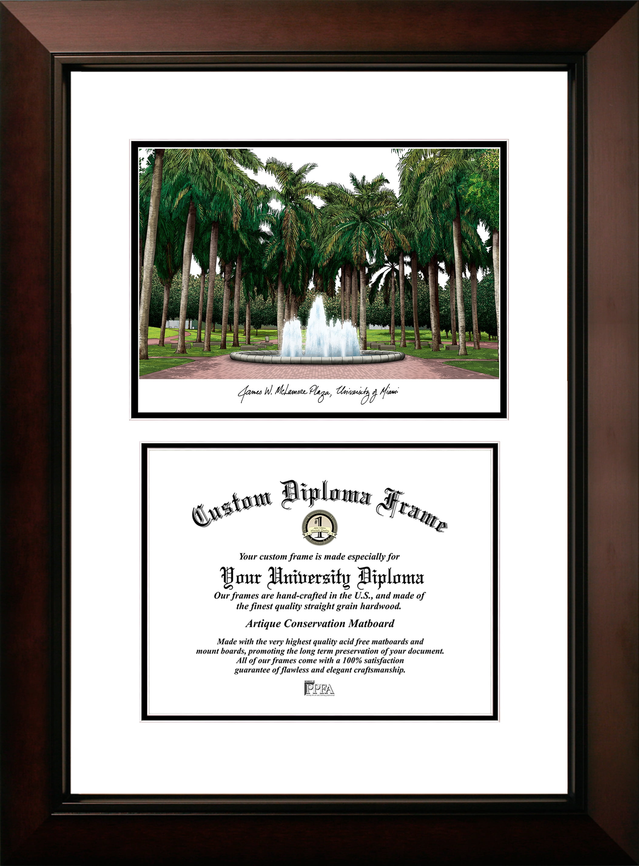 University of Miami 8.5" x 11" Legacy Scholar Diploma Frame