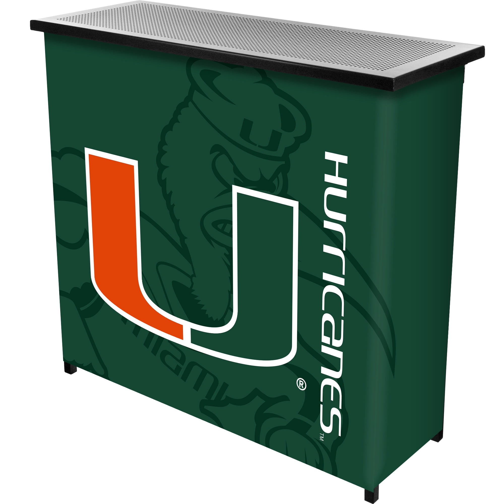 University of Miami Fade Indoor or Outdoor Portable Bar with 2 Shelves