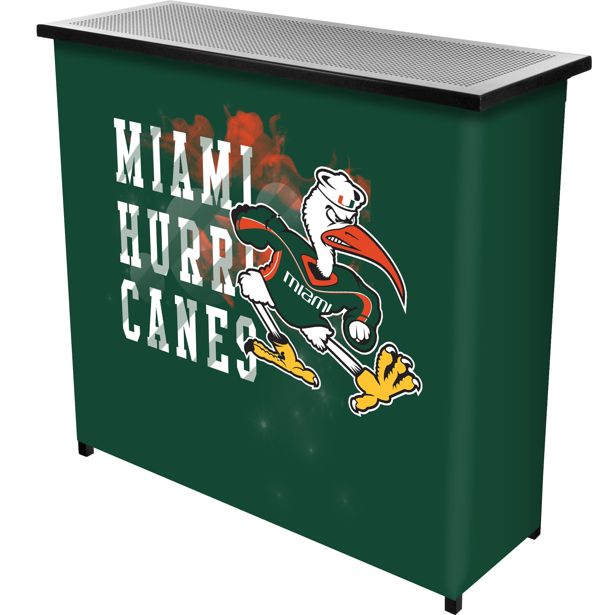 University of Miami Sebastian Smoke Indoor or Outdoor Portable Bar with 2 Shelves