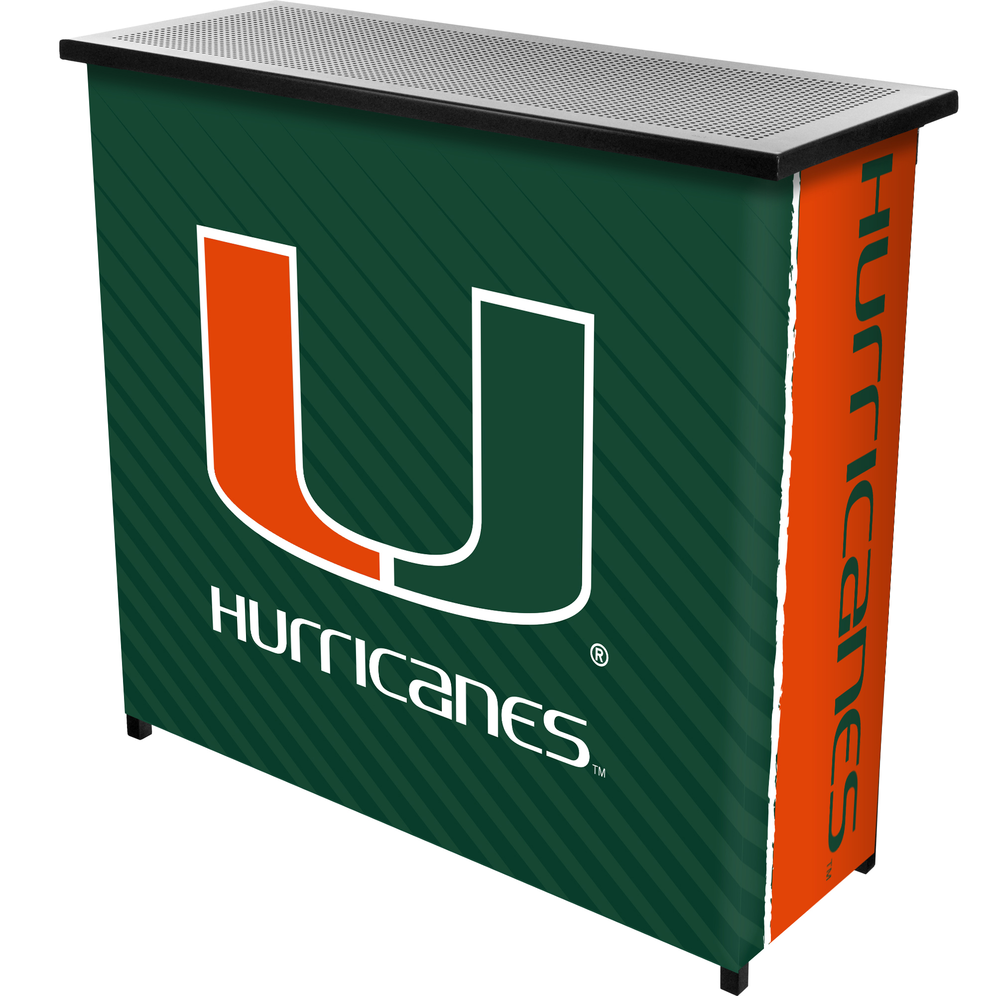 University of Miami Text Indoor or Outdoor Portable Bar with 2 Shelves
