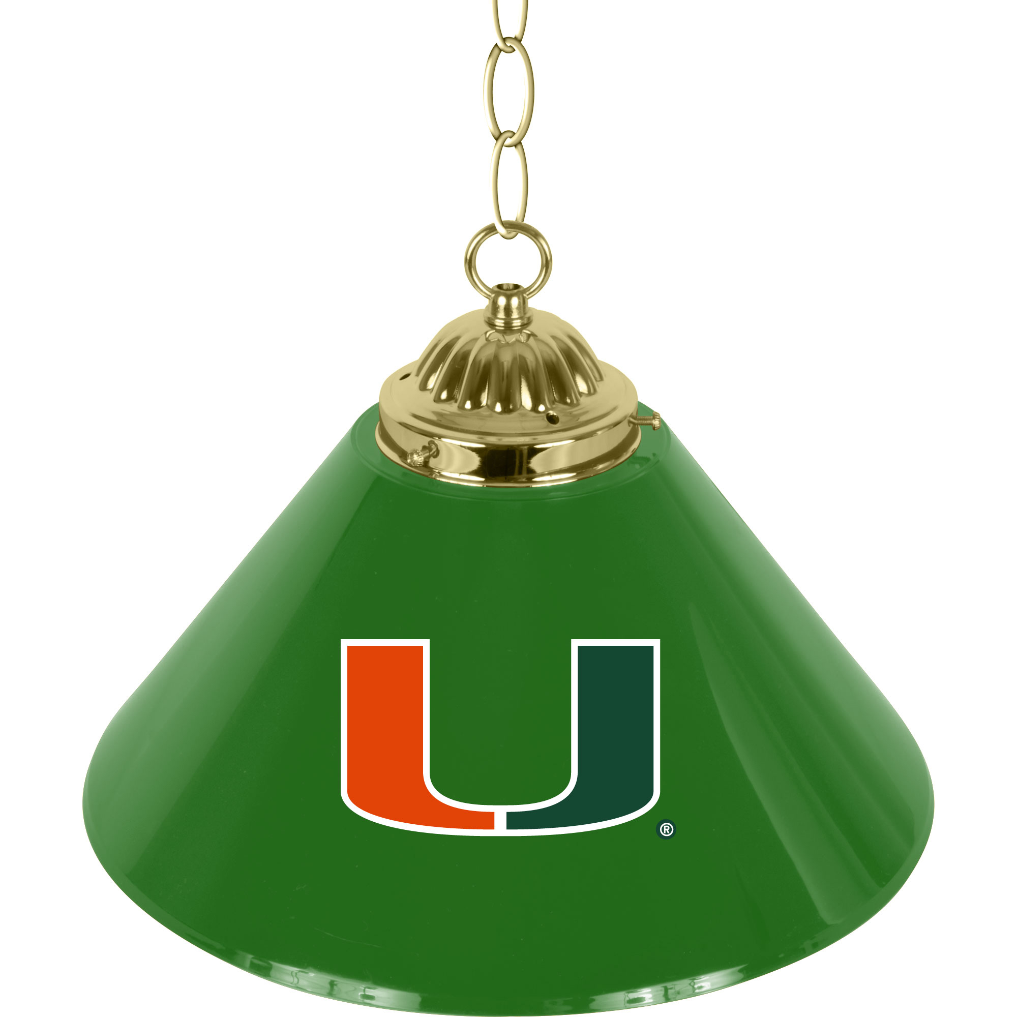 University of Miami U Logo 14-Inch Single Pendant Light with Pull Chain
