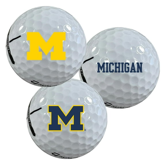 University of Michigan Logo Edition Officially Licensed NCAA Taylormade Distance+ Golf Balls 12-Pack (Dozen)