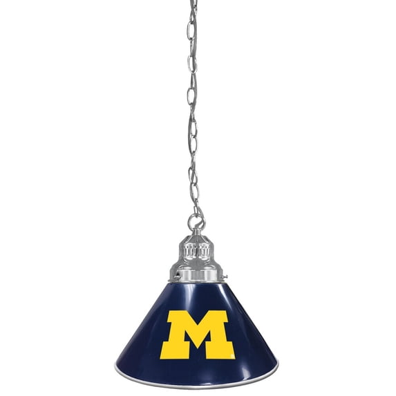 Michigan Wolverines Silver Chain Single Shade Billiard Light