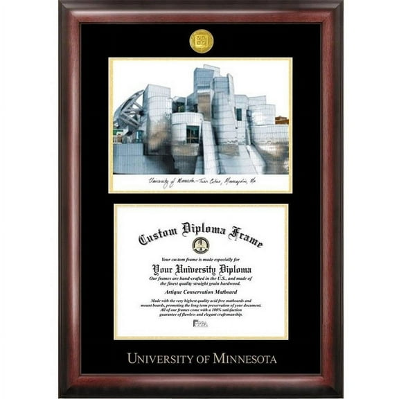 University of Minnesota 8.5" x 11" Gold Embossed Diploma Frame with Campus Images Lithograph