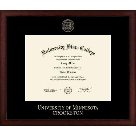 University of Minnesota Crookston Diploma Frame, Document Size 11" x 8.5"