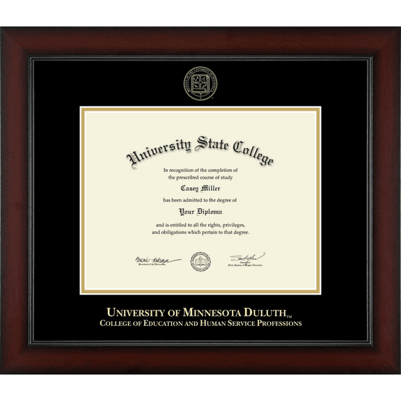 University of Minnesota Duluth College of Education and Human Service Professions Diploma Frame, Document Size 11" x 8.5"