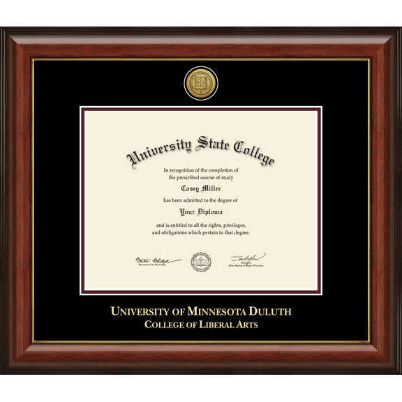 University of Minnesota Duluth College of Liberal Arts Diploma Frame, Document Size 11" x 8.5"