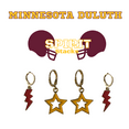 thumbnail image 1 of University of Minnesota Duluth Spirit Stack maroon mini enamel bolts and golden yellow statement open starboys, 1 of 2