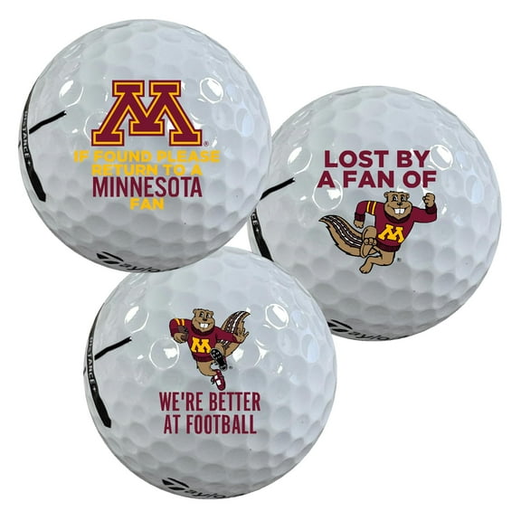 University of Minnesota Golden Gophers Edition Funny Officially Licensed NCAA Taylormade Distance+ Golf Balls 12-Pack (Dozen)