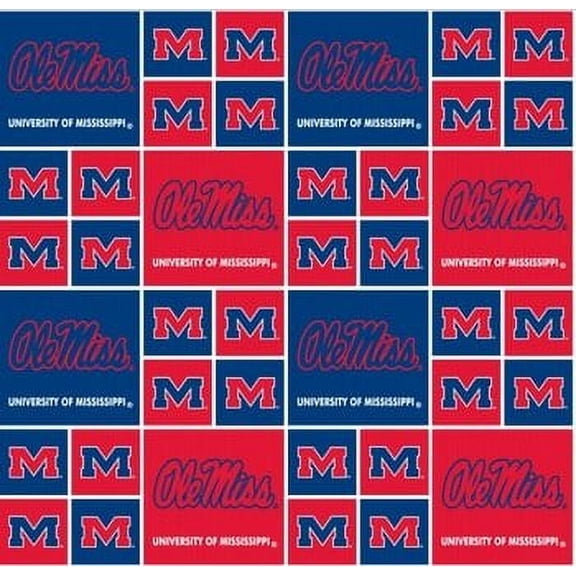 University of Mississippi Fine Cotton Classic Geometric Design-Sold by the Yard