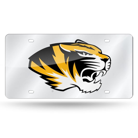 University of Missouri Tigers Premium Laser Cut Tag License Plate, Mirrored Acrylic Inlaid, 12x6 Inch