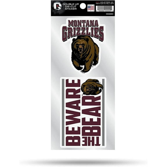 University of Montana Grizzlies Double Up Die Cut 2-Piece Sticker Sheet 3 Inch Decals