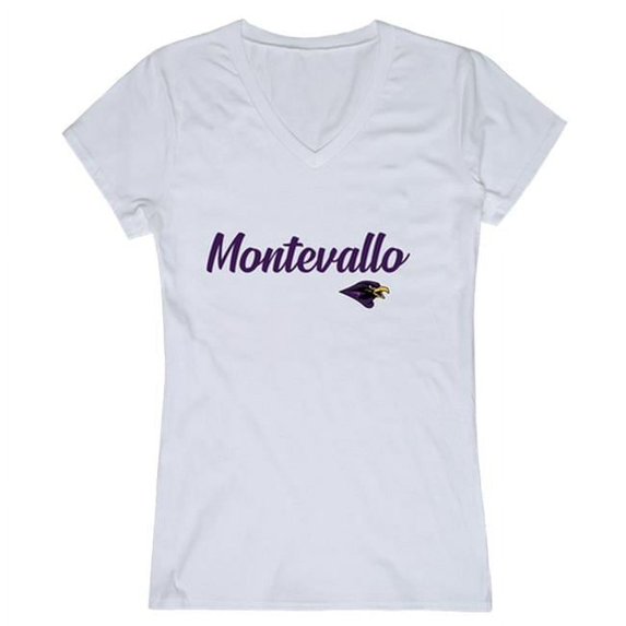University of Montevallo Falcons Women Script T-Shirt, White - 2XL