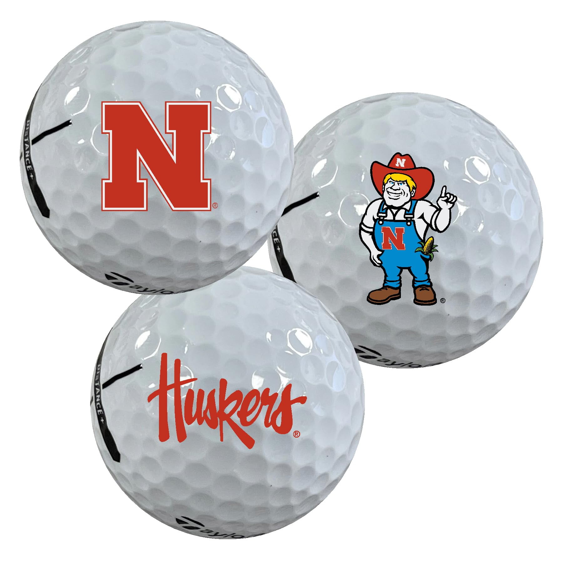 University of Nebraska Cornhuskers Logo Edition Officially Licensed NCAA Taylormade Distance+ Golf Balls 12-Pack (Dozen)