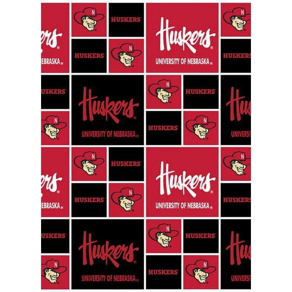 University of Nebraska Fabric Fine Cotton Classic Geometric Design-Sold by the Yard