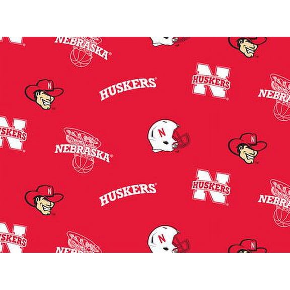 University of Nebraska Fabric Super Soft Collegiate Classic Fleece Allover Design-Sold by the Yard
