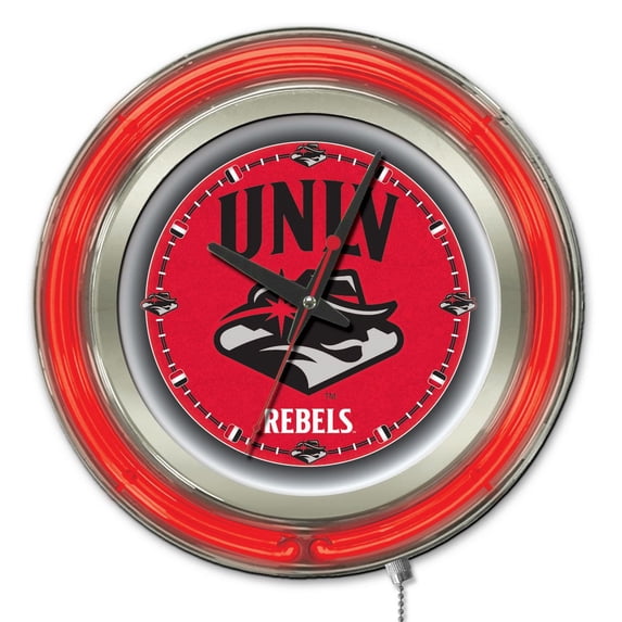 Holland Bar Stool UNLV Double Neon Ring, 15" dia. Logo Clock
