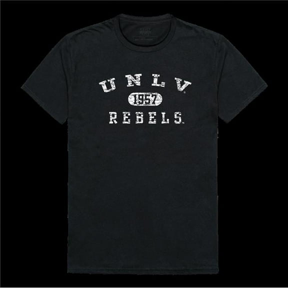 University of Nevada, Las Vegas Rebels Distressed Arch College T-Shirt, Black - Small