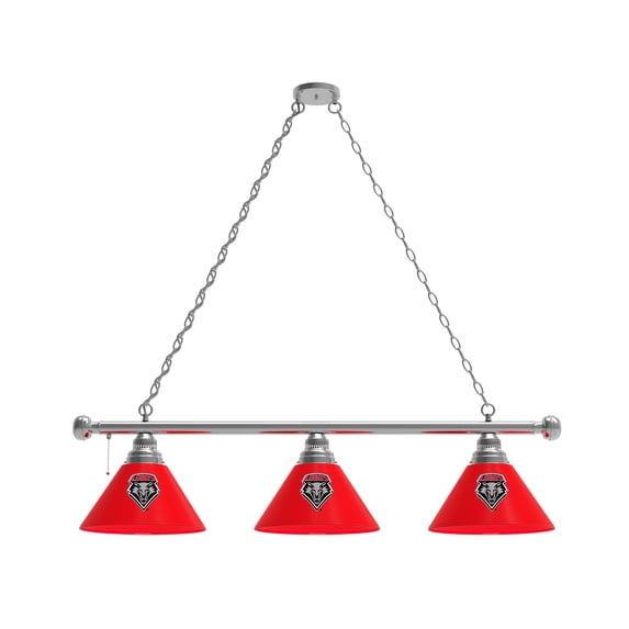 University of New Mexico 3 Shade Billiard Light with Chrome FIxture