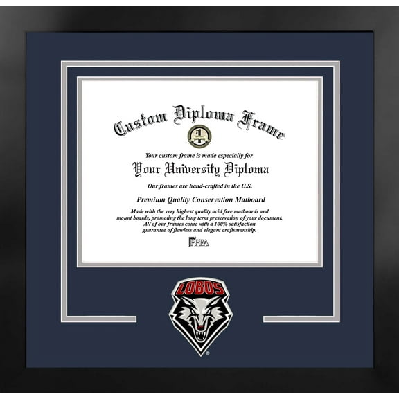 University of New Mexico Lobos 11w x 8.5h Spirit Diploma Manhattan Black Frame with Bonus Campus Images Lithograph (value savings $59)