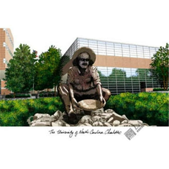 University of North Carolina Charlotte Campus Images Lithograph Print