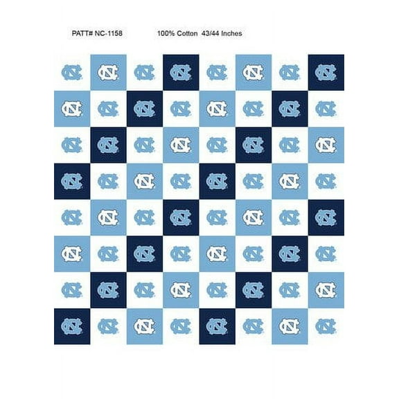 University of North Carolina Cotton Fabric with Collegiate Check Pattern-Sold by the Yard