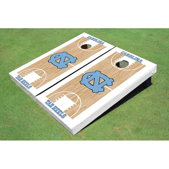 University of North Carolina "UNC" Matching White Basketball Court Custom Cornhole Board