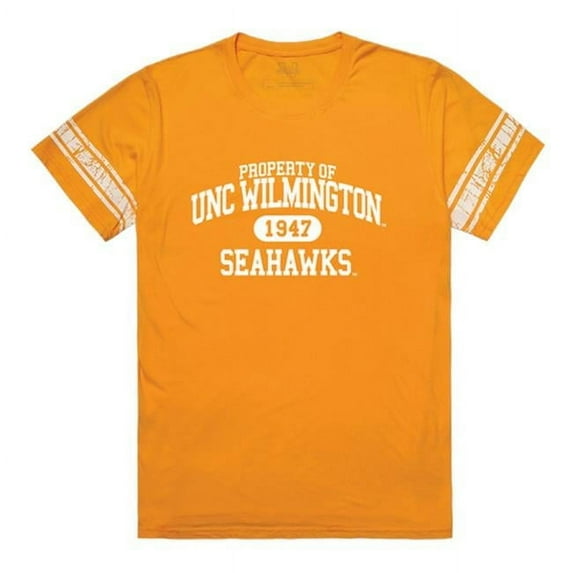 University of North Carolina Wilmington Property Football Short Sleeve T-Shirt, Gold - Large