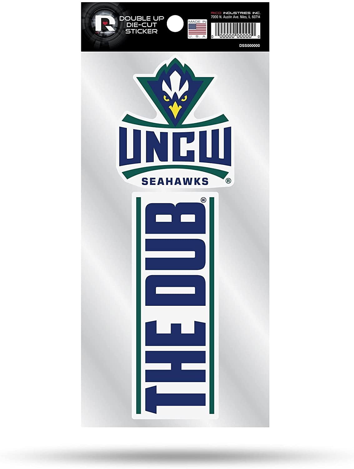 University of North Carolina Wilmington Seahawks 2Piece Double Up Die Cut Sticker Decal Sheet