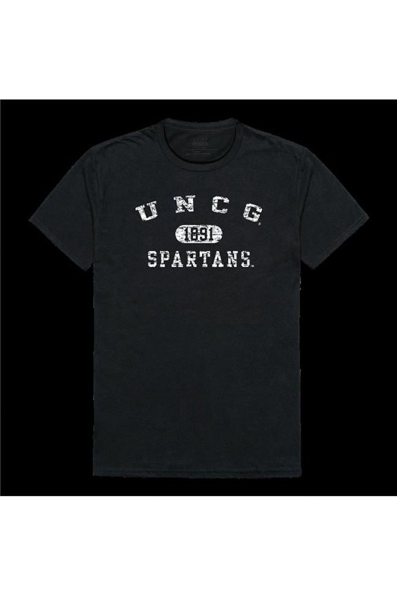 University of North Carolina at Asheville Greensboro Spartans Distressed Arch College T-Shirt, Black - Large