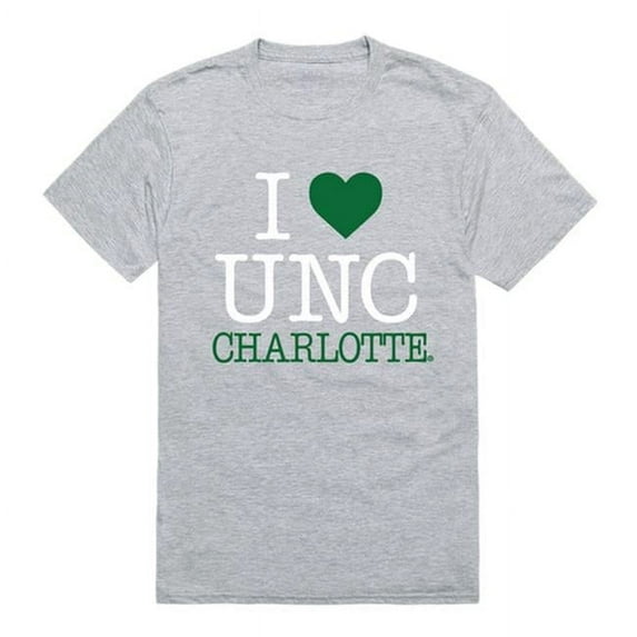 University of North Carolina at Charlotte I Love T-Shirt, Heather Grey - Large