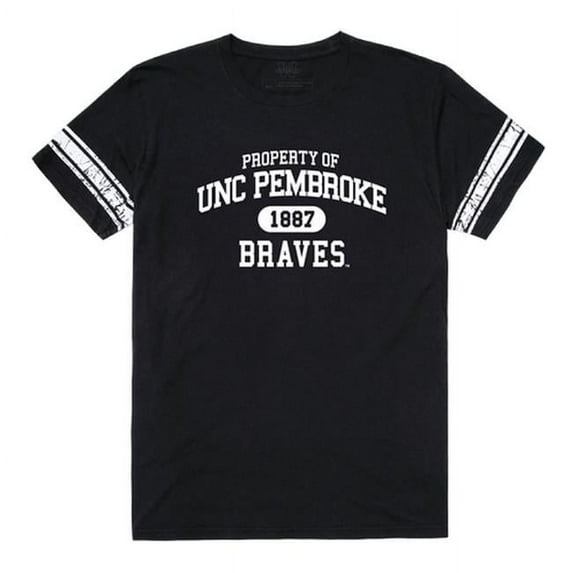 University of North Carolina at Pembroke Property Football Short Sleeve T-Shirt, Black & White - Extra Large