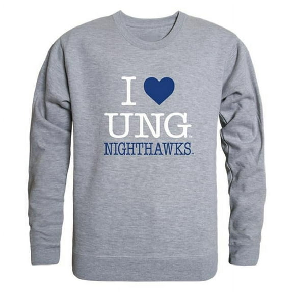 University of North Georgia Nighthawks I Love Crewneck Sweatshirt, Heather Grey - Medium