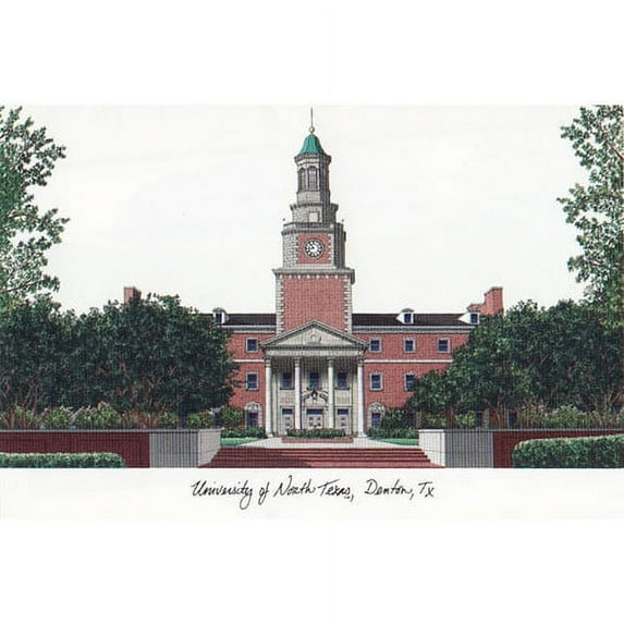 University of North Texas Campus Images Lithograph Print
