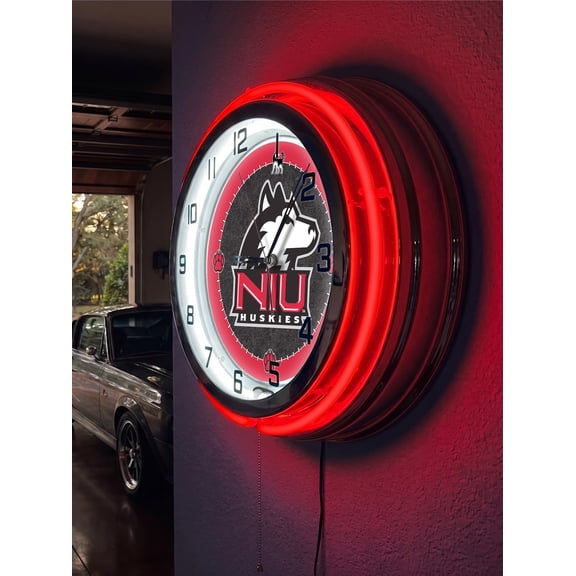 University of Northern Illinois 19" Double Neon Wall Clock